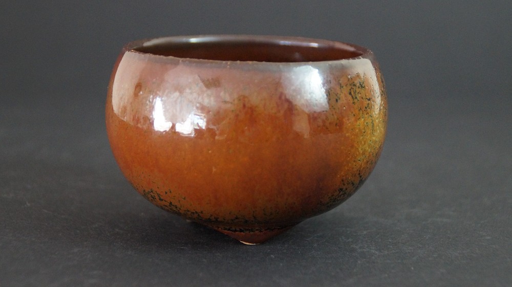 Another Side View of the Chawan with Iridescent Brown Tenmoku Glaze by Kurokawa Seisetsu