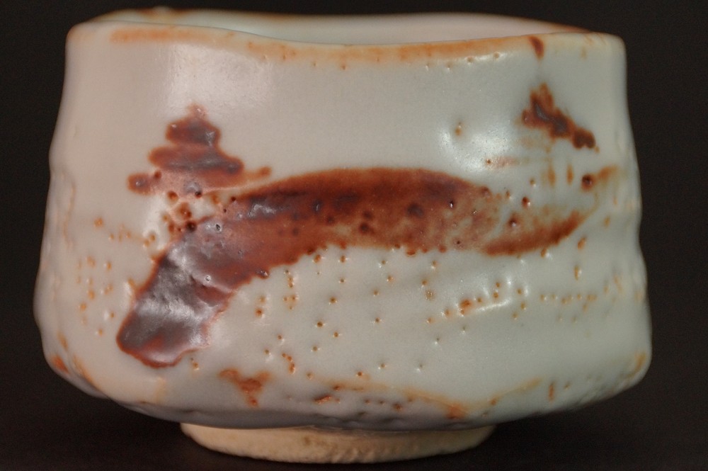Chawan Made of Shino Ware by Noritoshi Takagi Front View