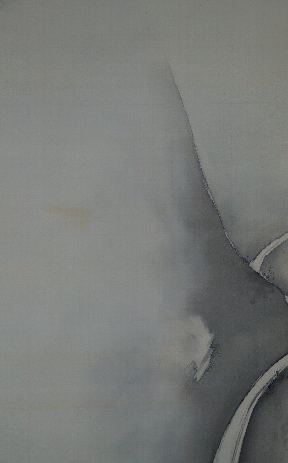 Close-Up of the Upper Waterfall Course in the Mist-Shrouded Mountains in the Kakemono Encounter at the Edge of the Waterfall by Yagioka Shunzan