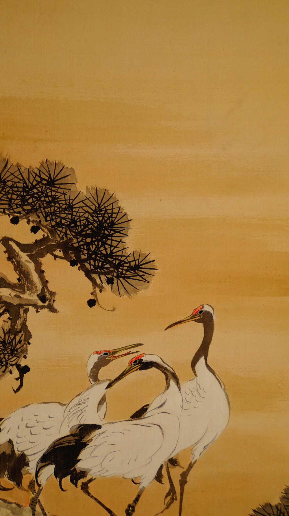 Three Cranes in Evening Light Kakemono Full Motif Without Mounting