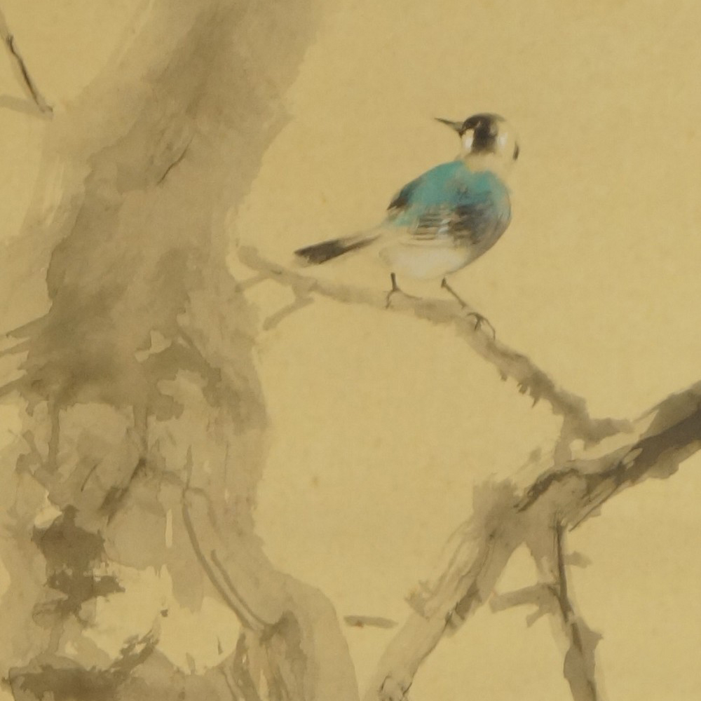 Vogel auf einem Kaki Baum - Japanisches Rollbild (Kakejiku, Kakemono)