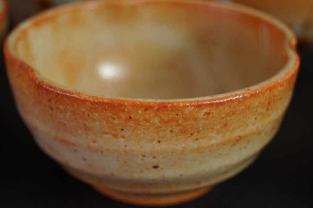 Tea Bowl Set with Plum Blossom Motif Interior Close-Up 1
