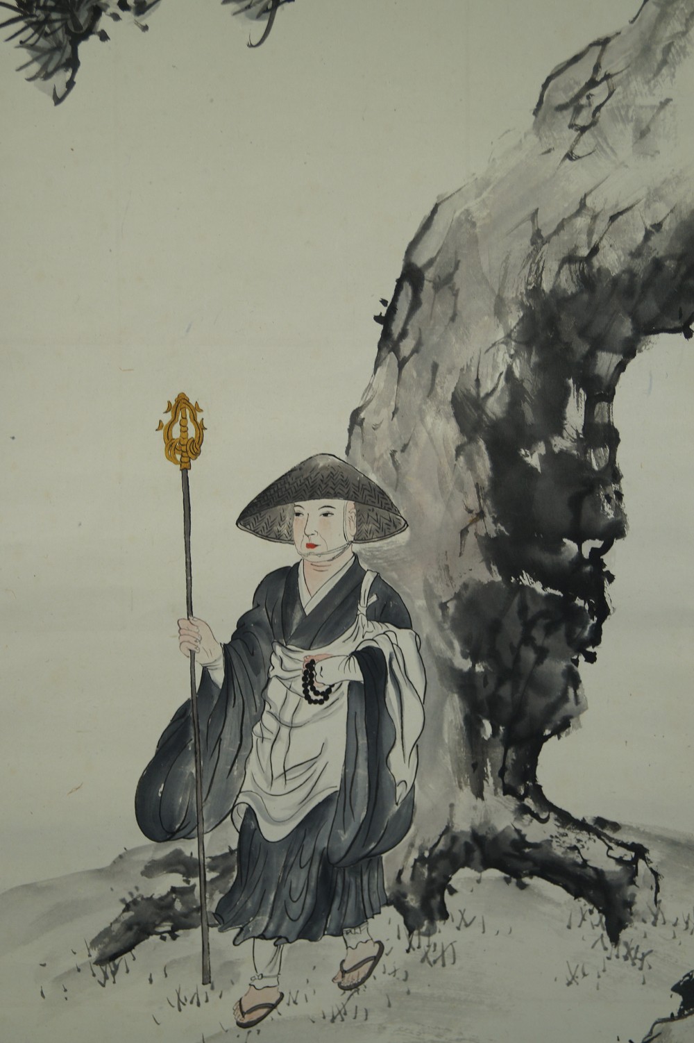 Monk hanging scroll monk motif close-up 1