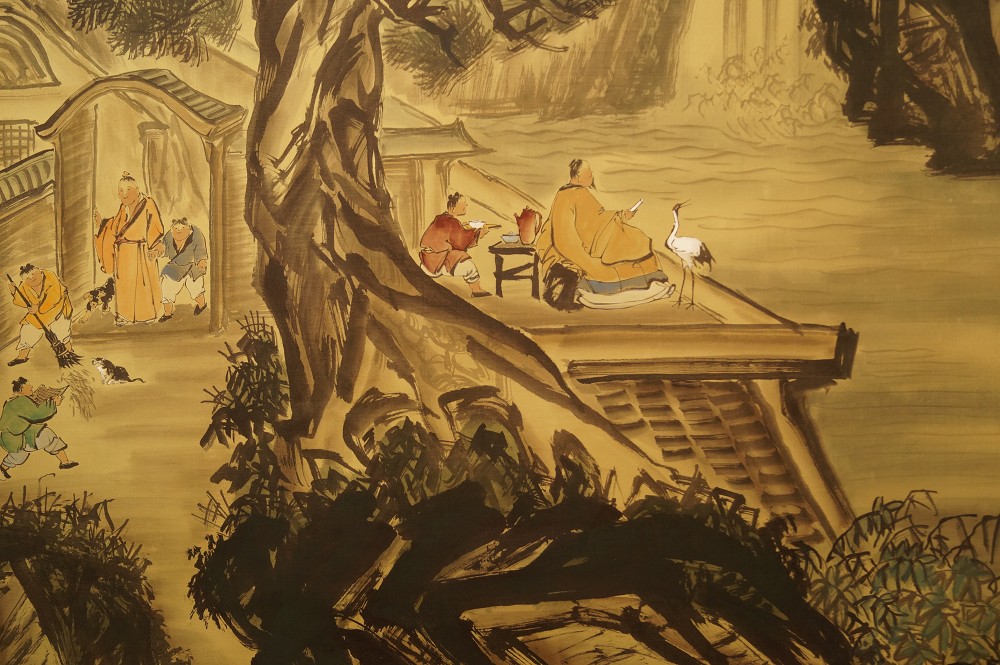 Landschafts Kakemono XXL Gelehrten Motiv Nahaufnahme 1