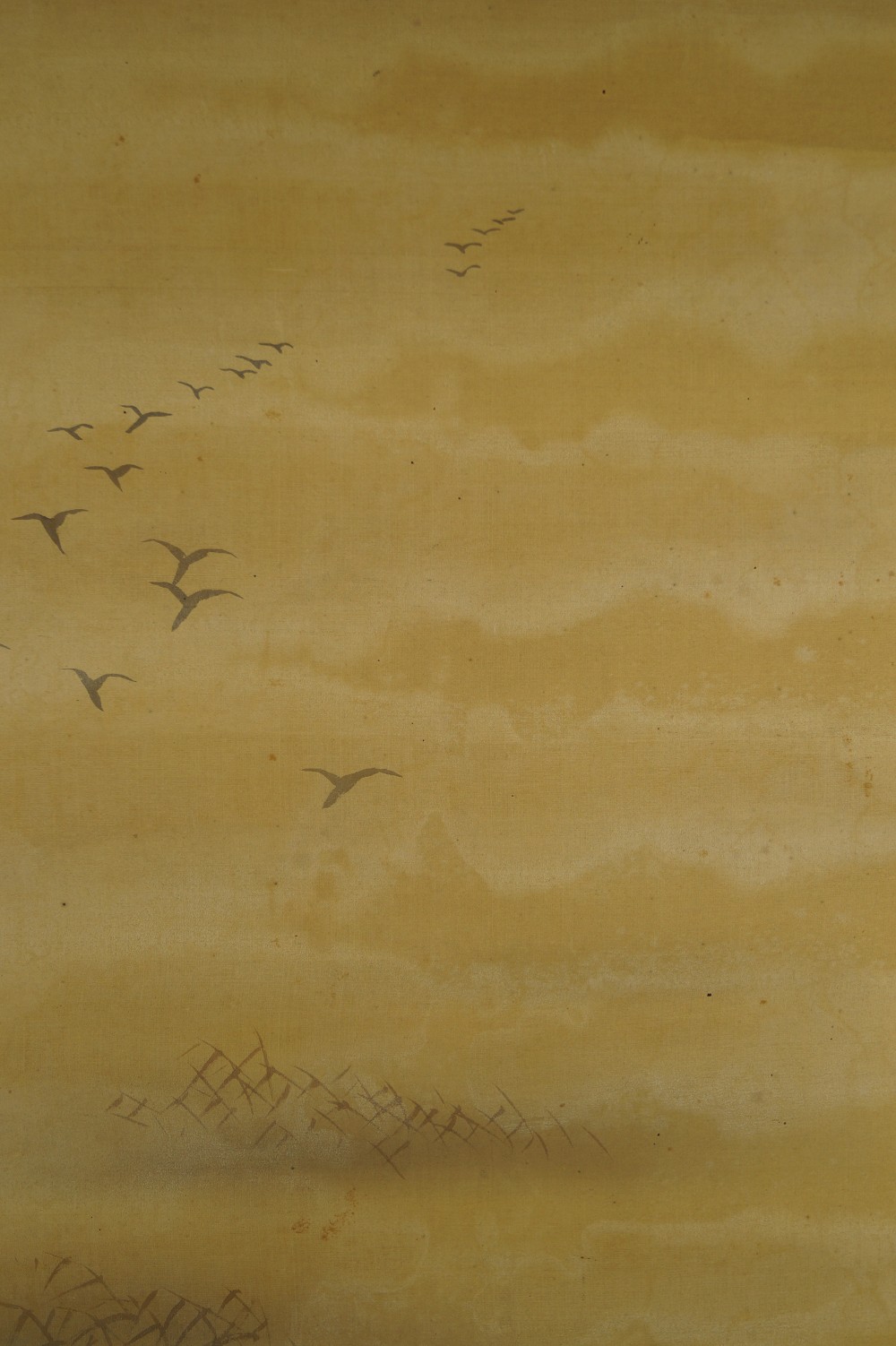 Samurai Hanging Scroll Wild Geese Motif Close-Up
