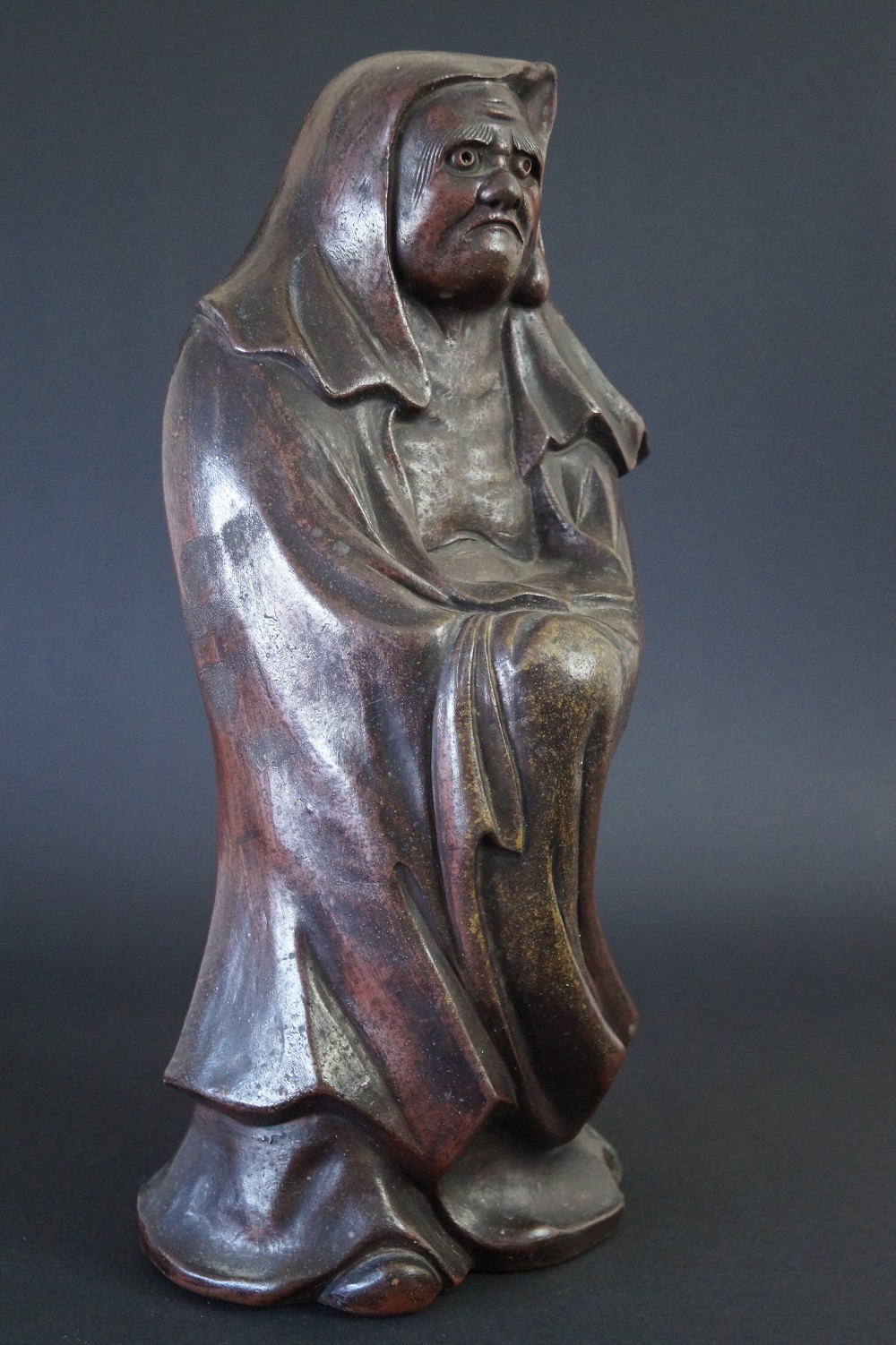 Bodhidharma Daruma Figure Made of Bizen Ware Side View 1