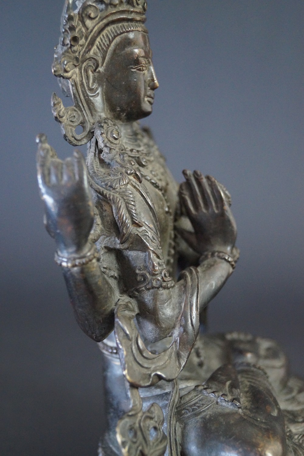 Nepalese Buddha figure made of bronze motif close-up 5