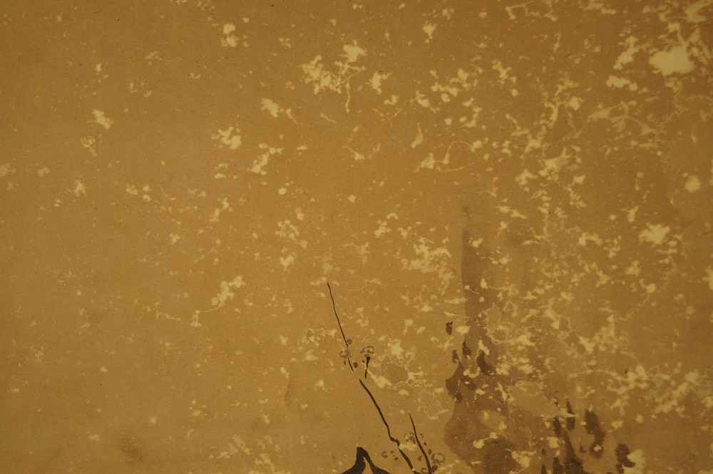 The Hermit and the Crane Aged Paper Close-Up