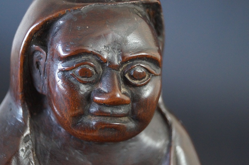 Bodhidharma Daruma Figure Made of Hardwood Face Close-Up 2