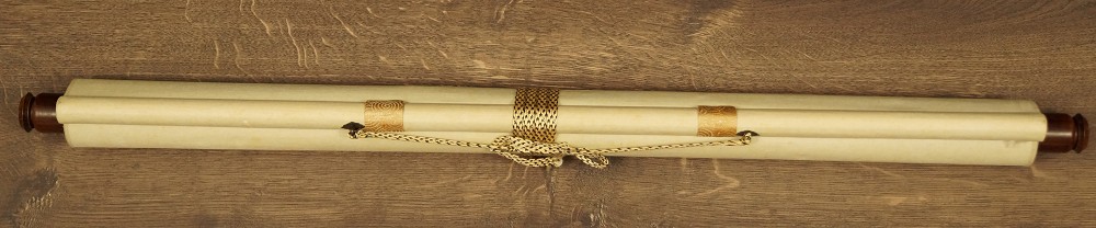 Kalligrafie Kakemono zusammengerollt