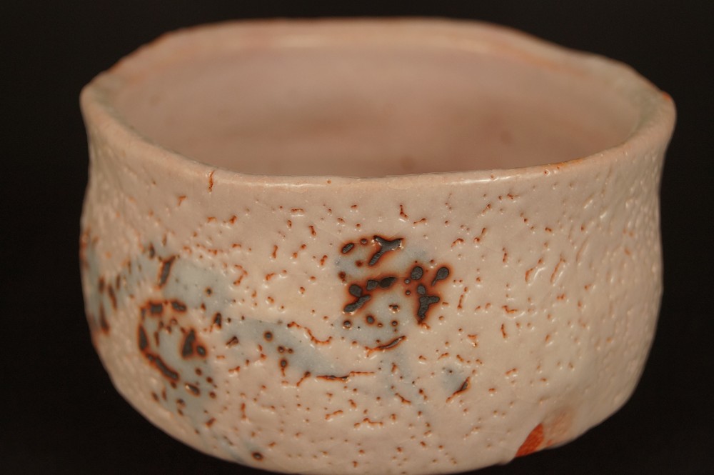 Shino Tea Bowl by Jyuzo Sato Frontal View