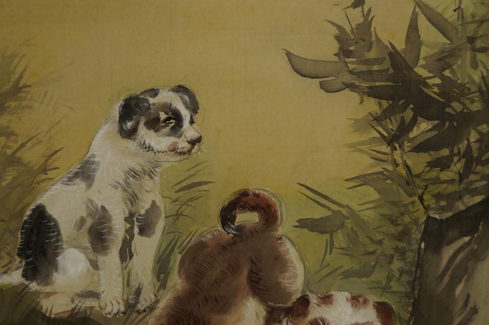 Three Puppies in the Grass by Ryuseki Motif Close-Up 1
