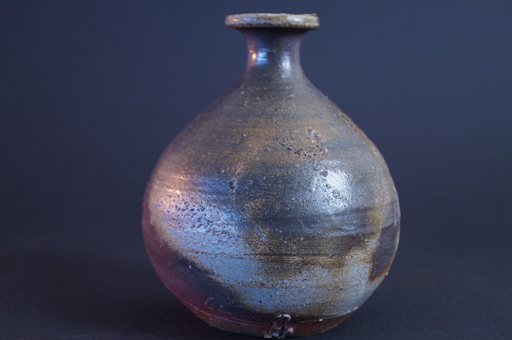 Another Side View of the Tokkuri with Olive-Brown Ash Glaze
