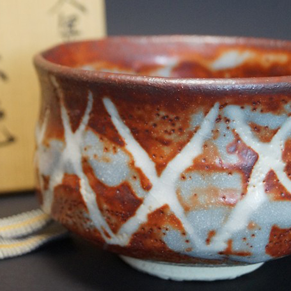 Chawan Shino Keramik Kizan Mizuno Motiv Nahaufnahme Vorschau