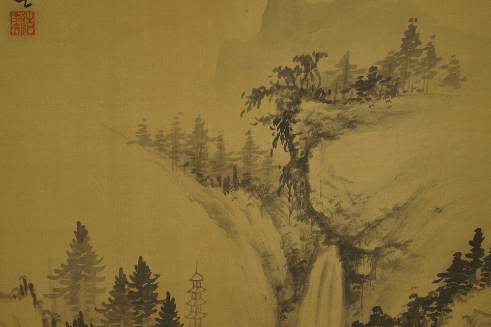 Landschaft Rollbild Kakejiku Kakemono Landschaft Nahaufnahme 1