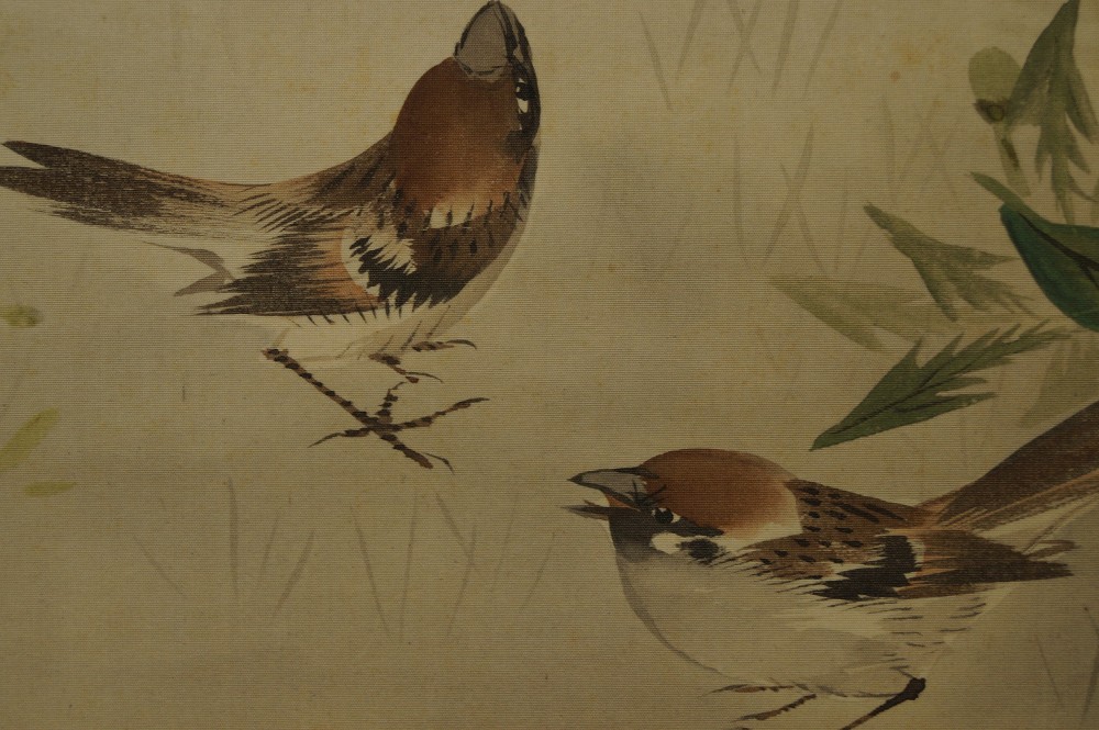 Sparrows on a Plum Branch hanging scroll Sparrows Close-Up 2