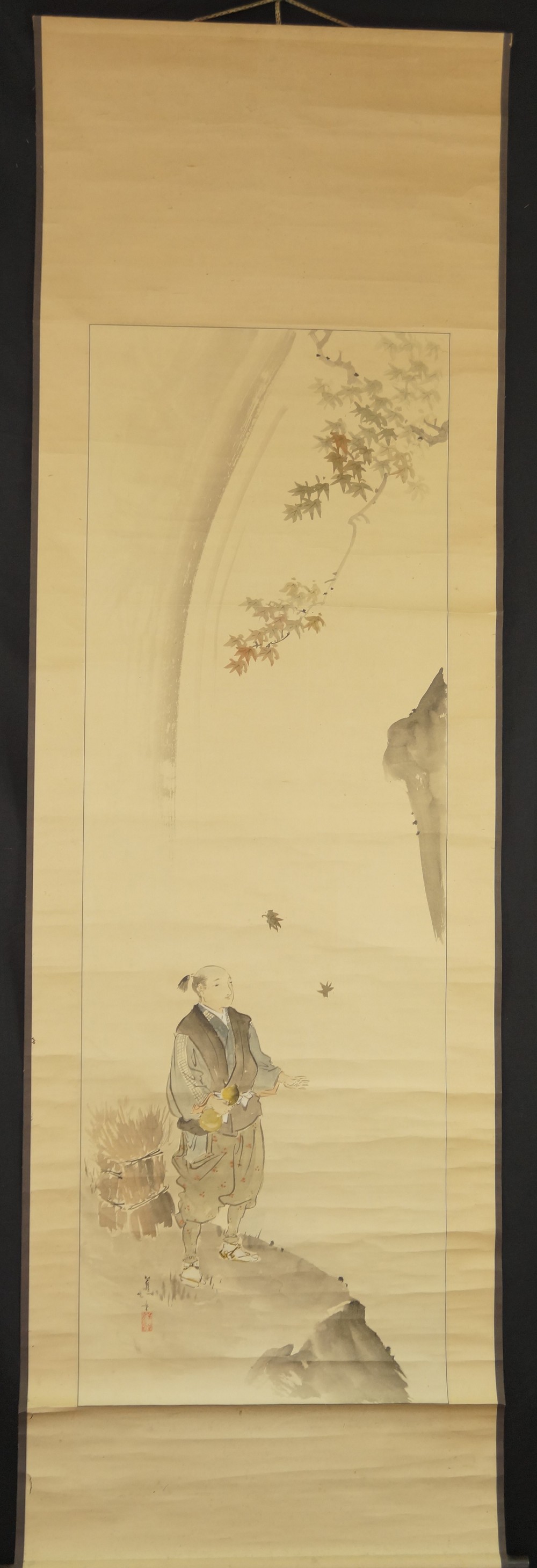 Mann am Wasserfall von Shodo Gesamtansicht Rollbild