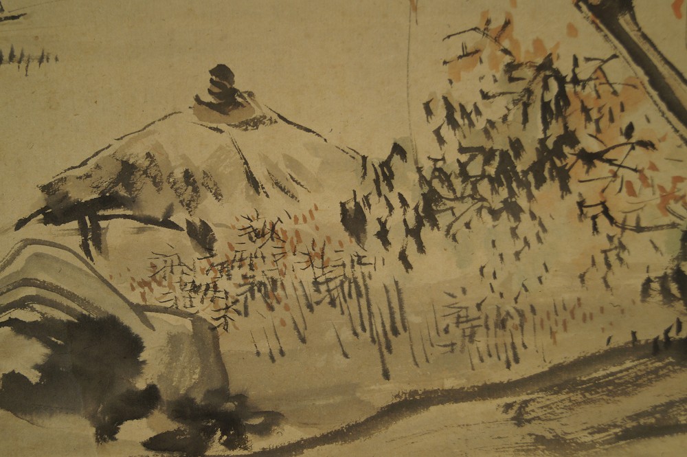 Rocks and autumn foliage motif close-up