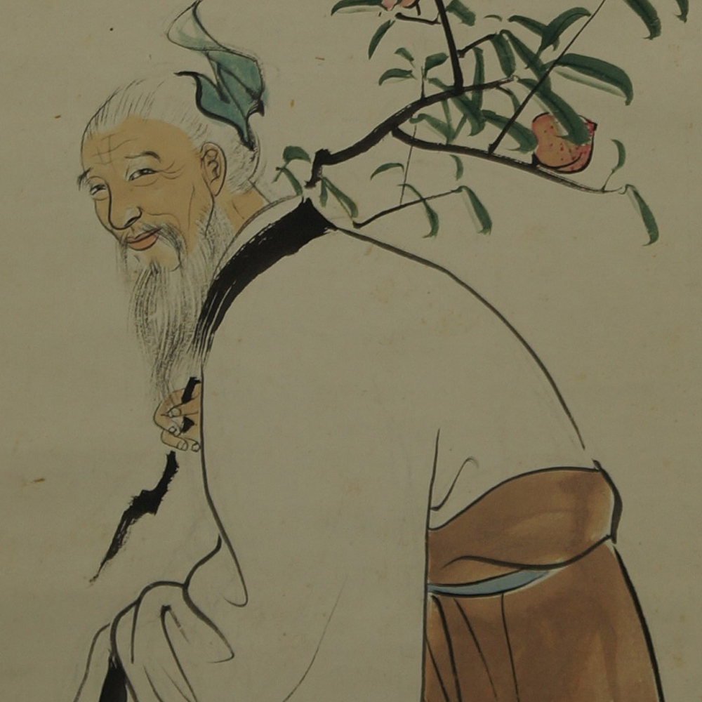 Grandfather and grandson hanging scroll motif close-up preview