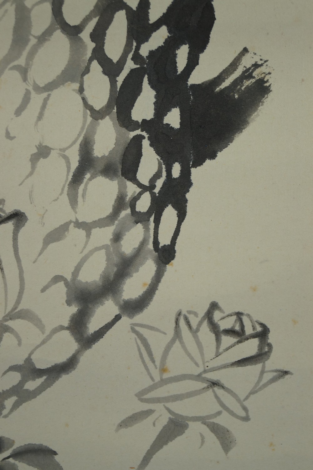 Hanging Scroll Old Pine Brushwork Close-Up