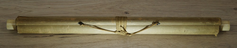 Wachteln Rollbild Kakemono zusammengerollt