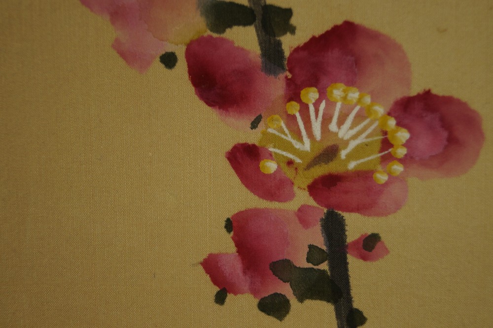 Extreme close-up of another plum blossom with yellow stamens Blossom Motif Close-Up 2