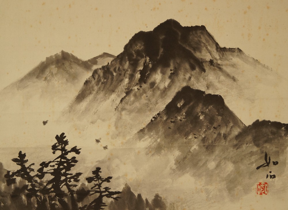 Landschafts Kakemono Gesamtmotiv ohne Rahmung