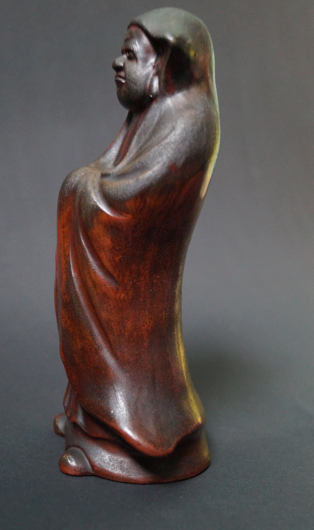 Bodhidharma Daruma figure made of Bizen ware Side View 3
