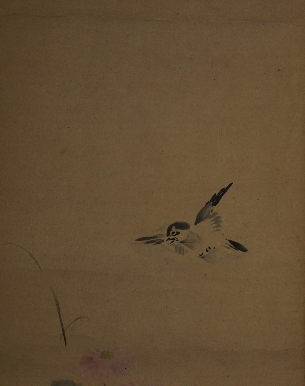 Vogel und Blume Rollbild Vogel-Motiv Nahaufnahme