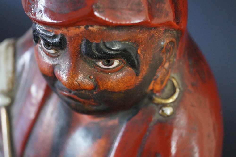 Daruma Figure Made of Kutani Porcelain Earring Close-Up