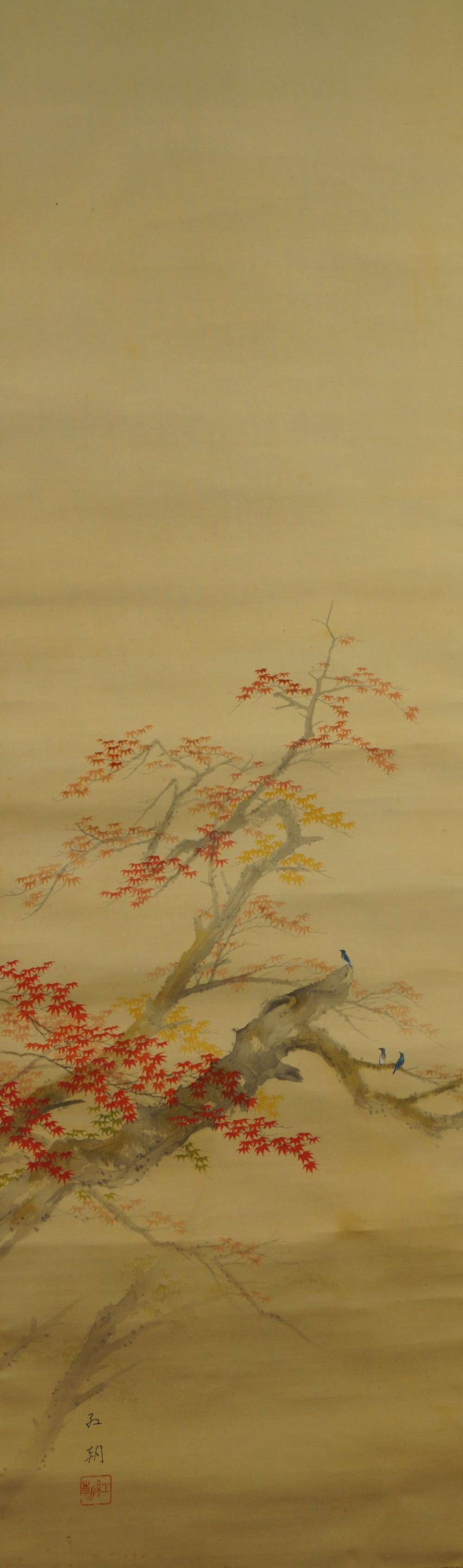Japanisches Rollbild Herbst Gesamtmotiv ohne Rahmung