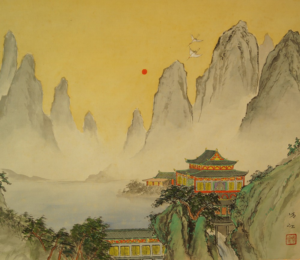 Landschafts Kakemono Gesamtmotiv ohne Rahmung