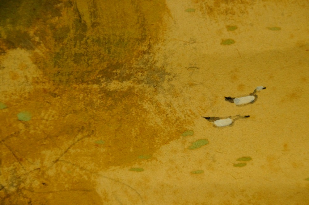 Idyllische Flusslandschaft Kakemono von Sano Mitsuho Voegel-Motiv Nahaufnahme 3