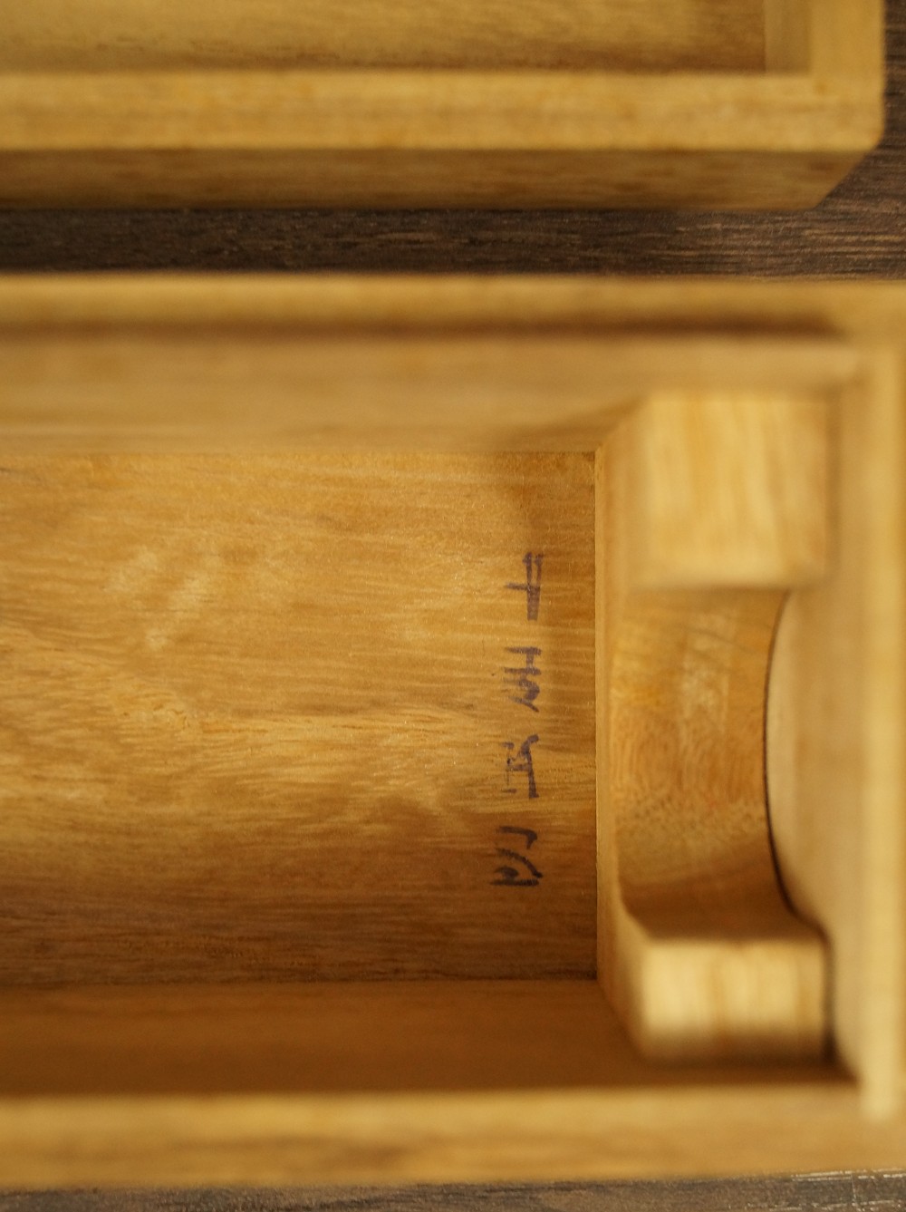 33 Temples of the Saigoku Pilgrimage Route Close-Up of the Inner Corner of the Storage Box with Signature Storage Box Close-Up