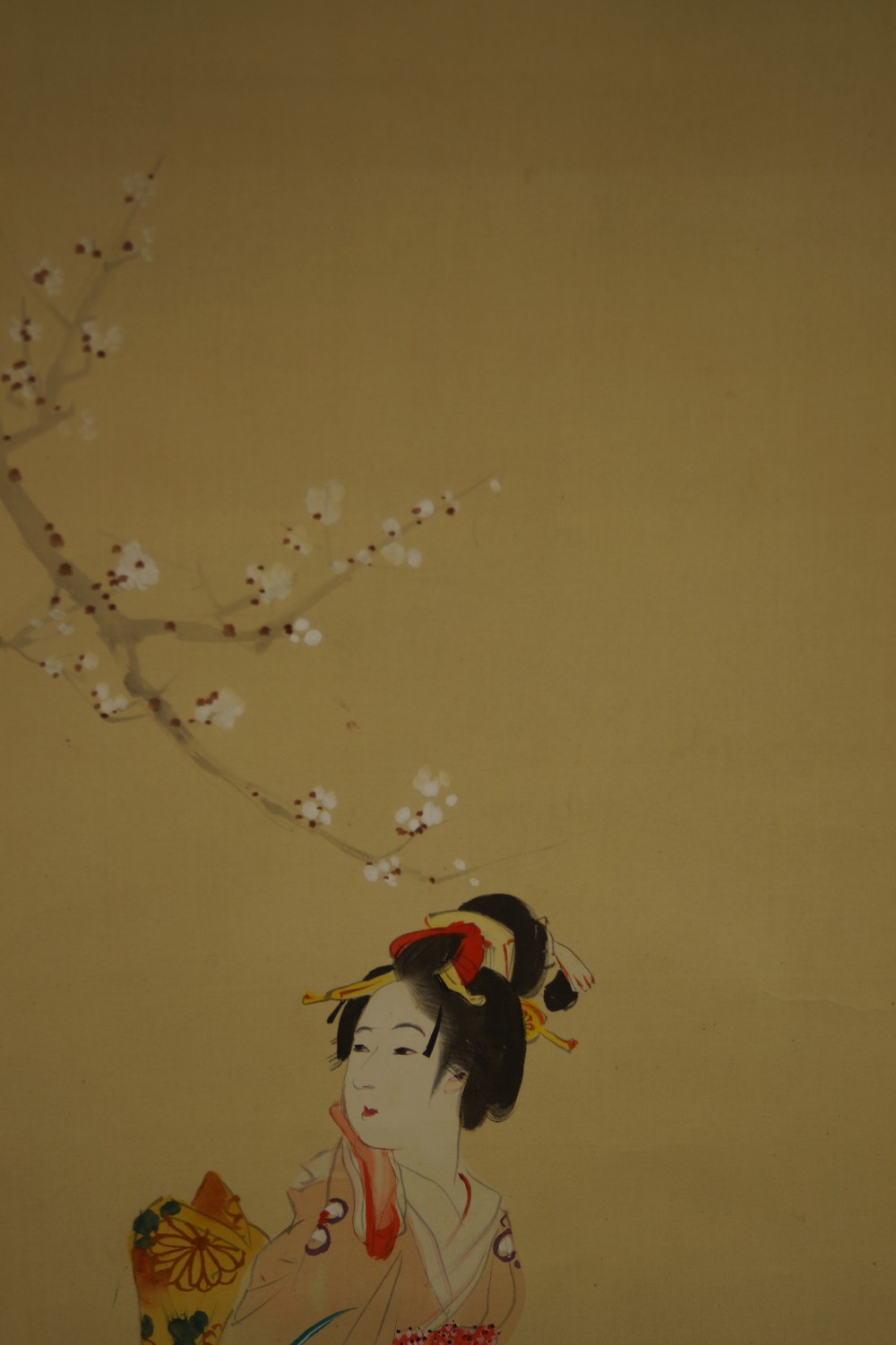 Japanese hanging scroll Beauty and Sakura sakura motif close-up 1