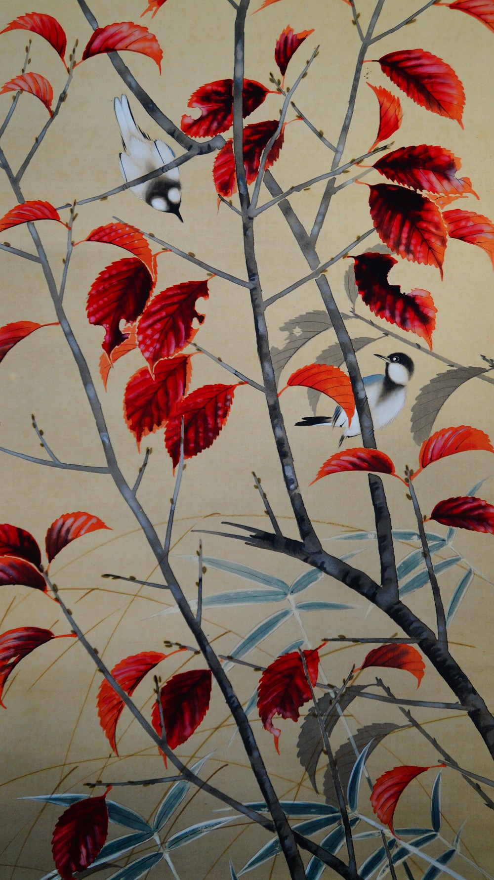 Autumn wind in the bamboo grove hanging scroll by Abe Kinshu autumn foliage motif close-up 2