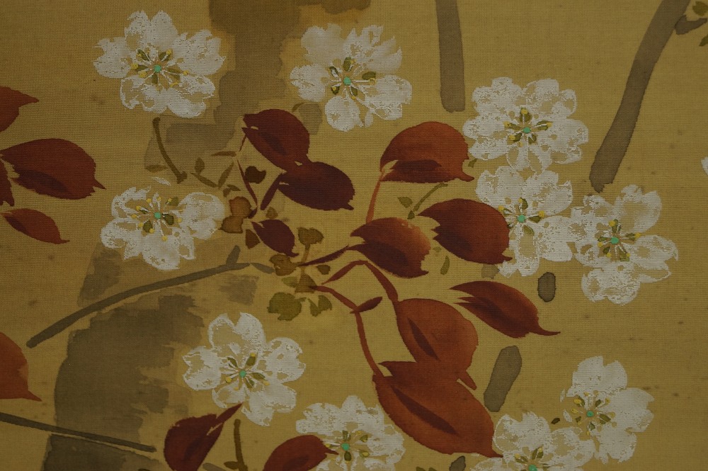 Japanese Hanging Scroll Sparrow and Sakura Sakura Motif Close-Up 3