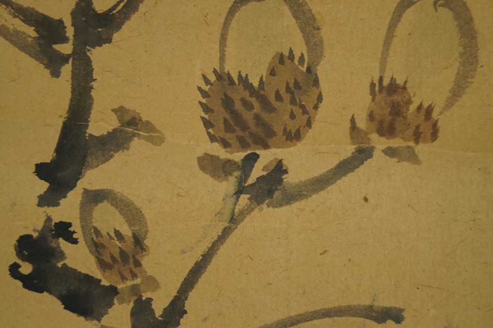 Hanging Scroll Flowers Brushwork Close-Up