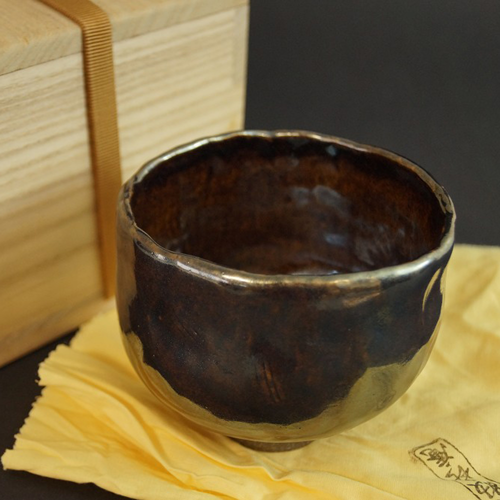 Handgetöpferte japanische Teeschale (Chawan) Tanba Keramik von Mitsuru Ichino