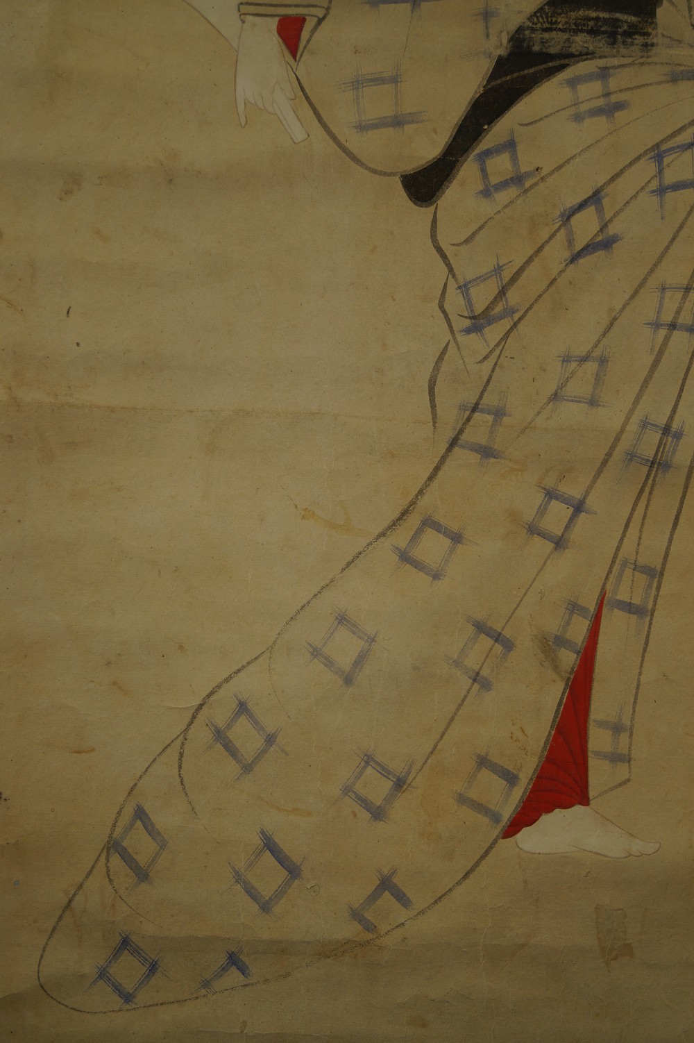 Beauty in kimono hanging scroll kimono and foot close-up