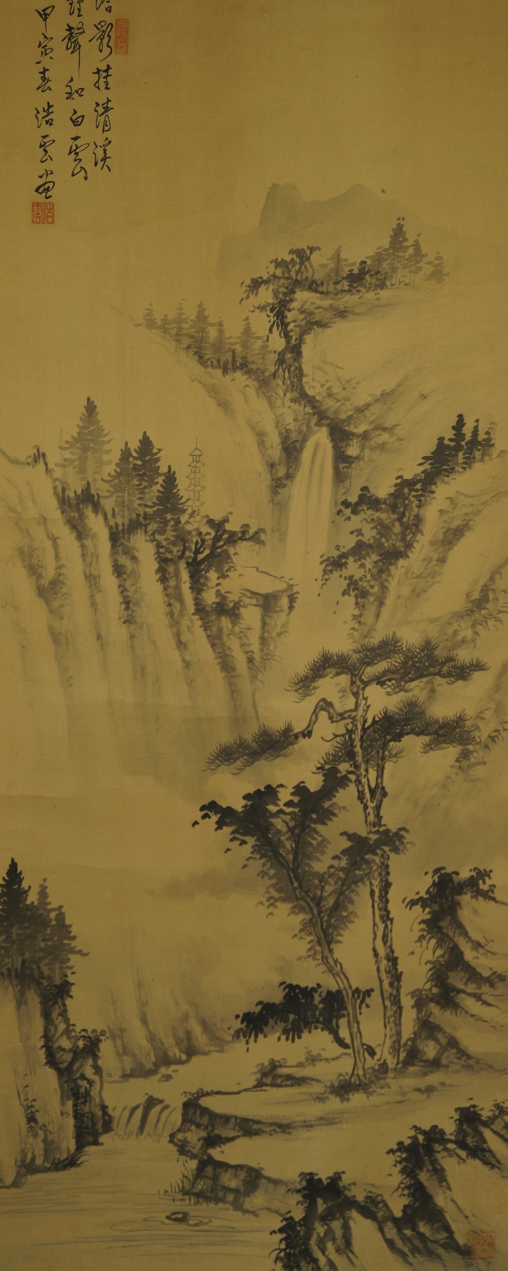 Landschaft Rollbild Kakejiku Kakemono Gesamtmotiv ohne Rahmung