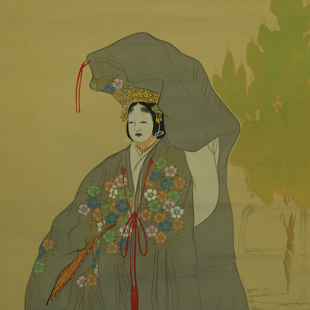 Kakemono Woman in Kimono Motif Close-Up Preview