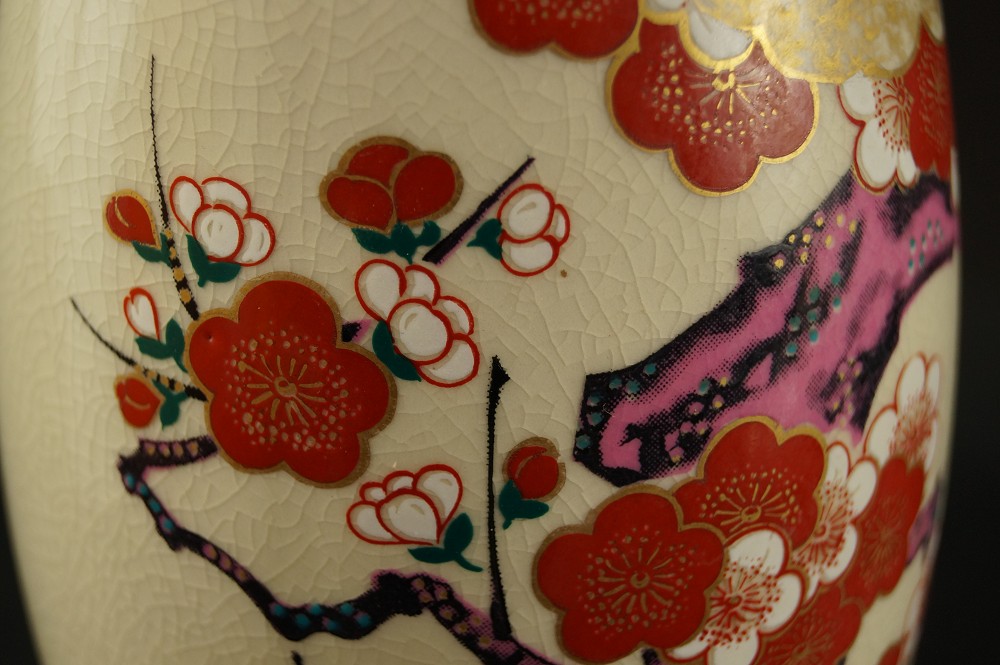 Plum blossom vase plum blossom motif close-up