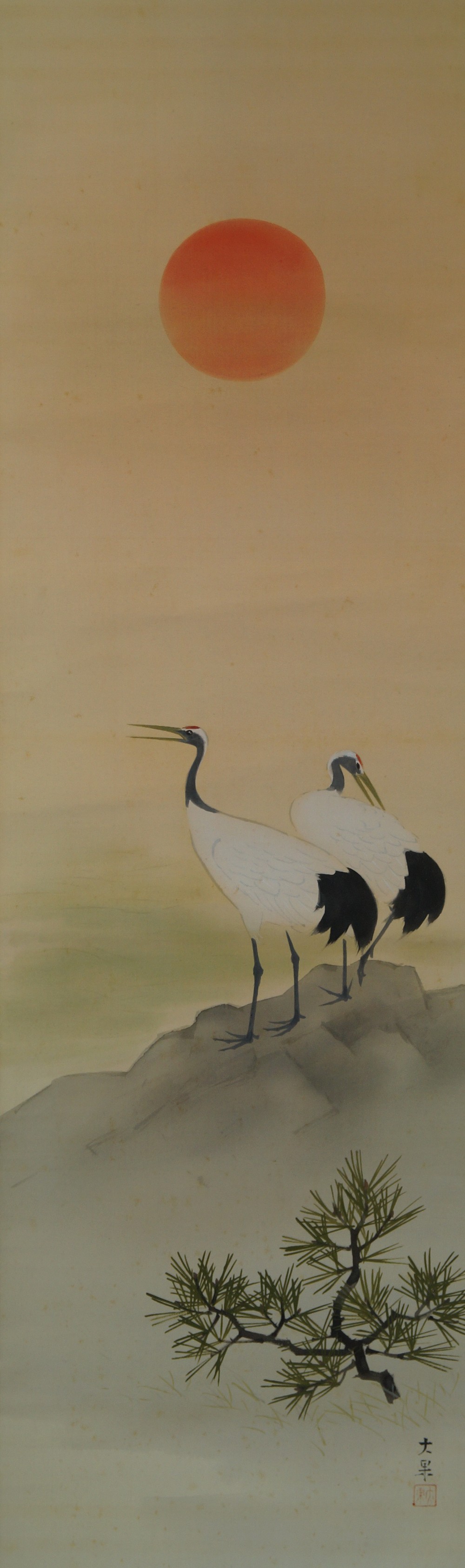 Kakemono Kraniche Gesamtmotiv ohne Rahmung