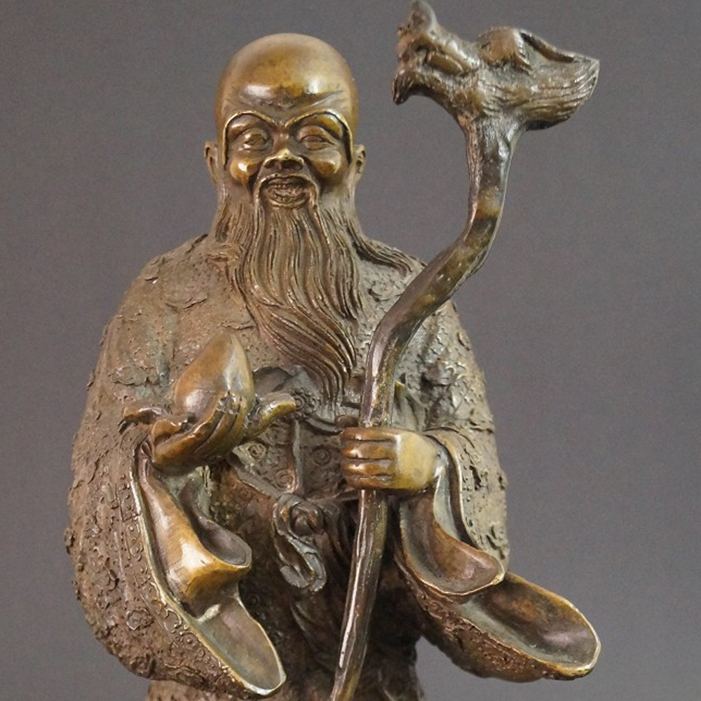 Laotse Figur aus Bronze Motiv Nahaufnahme Vorschau