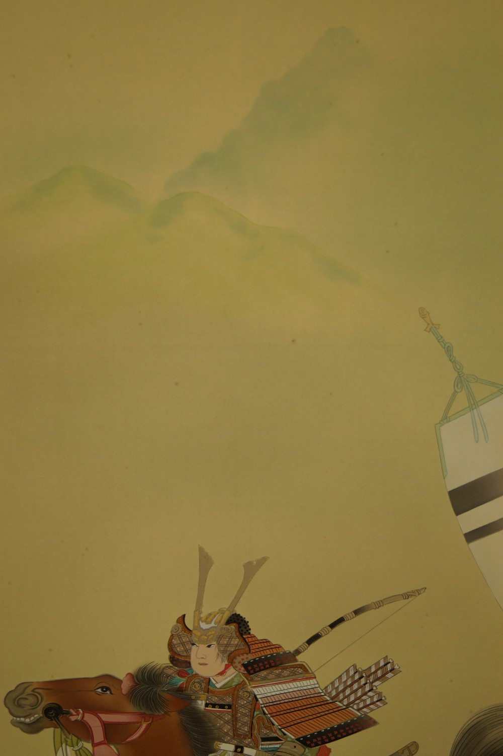 Samurai Warrior hanging scroll Mountain Motif Close-Up