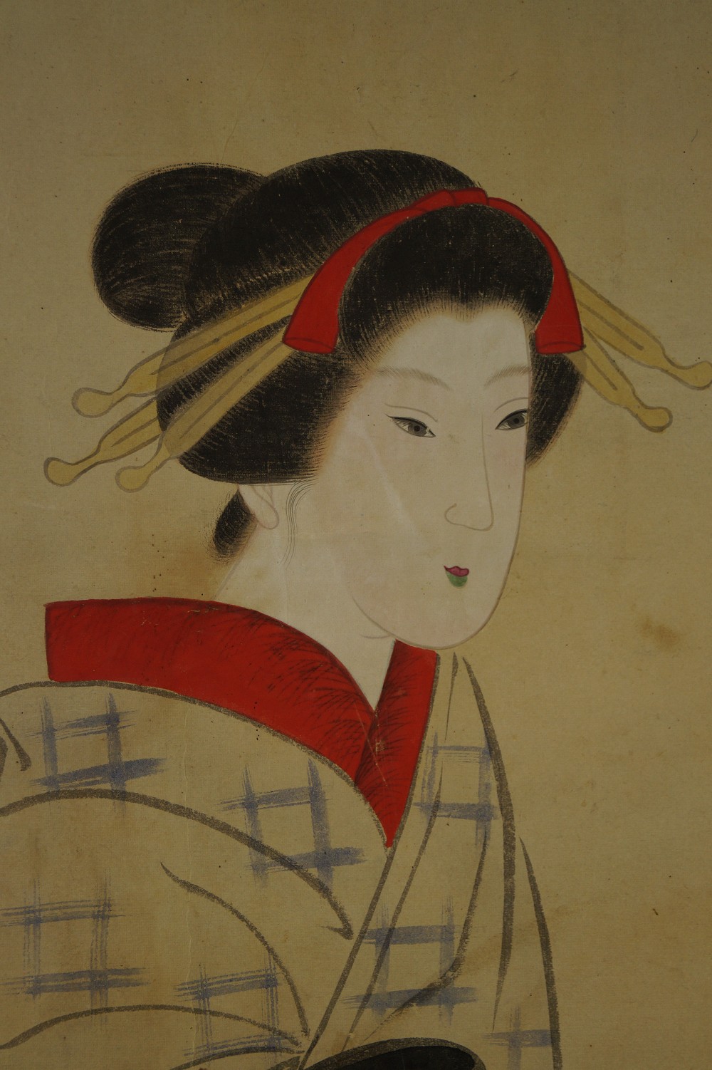Beauty in Kimono Hanging Scroll Head and Hairstyle Close-Up