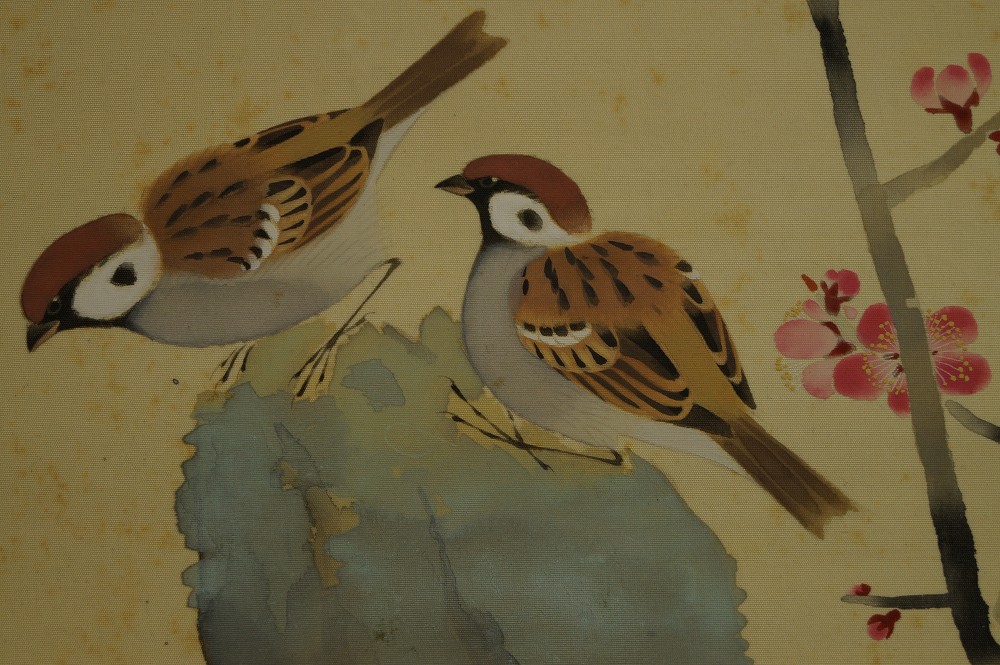 Sparrows and Plum Blossoms Motif Close-Up 4