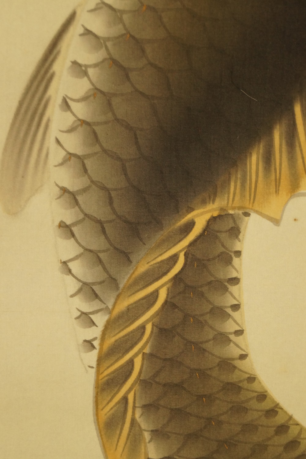 Leaping Koi Hanging Scroll Tail Motif Close-Up