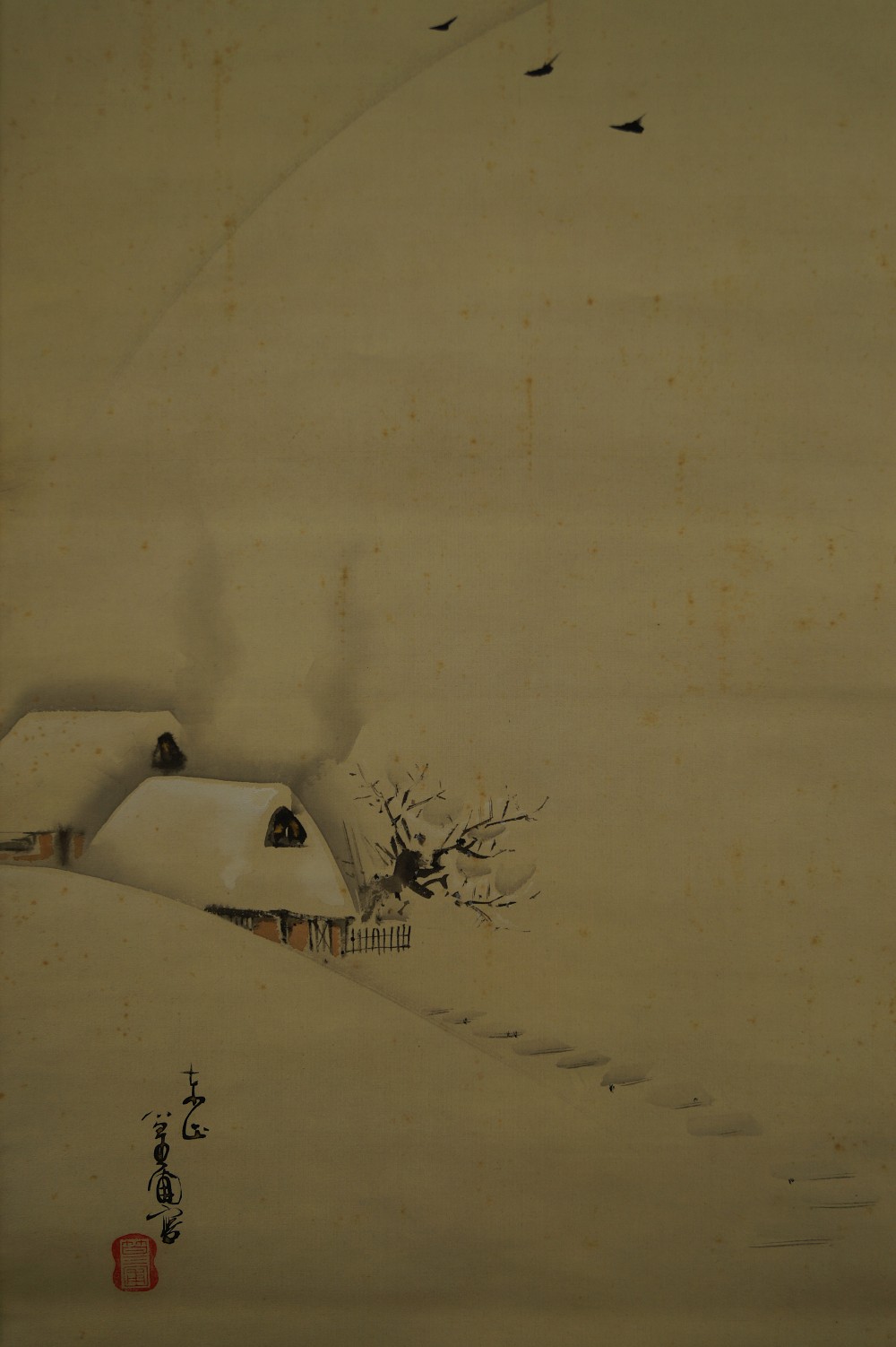 Japanisches Rollbild Schneelandschaft Landschaft Nahaufnahme